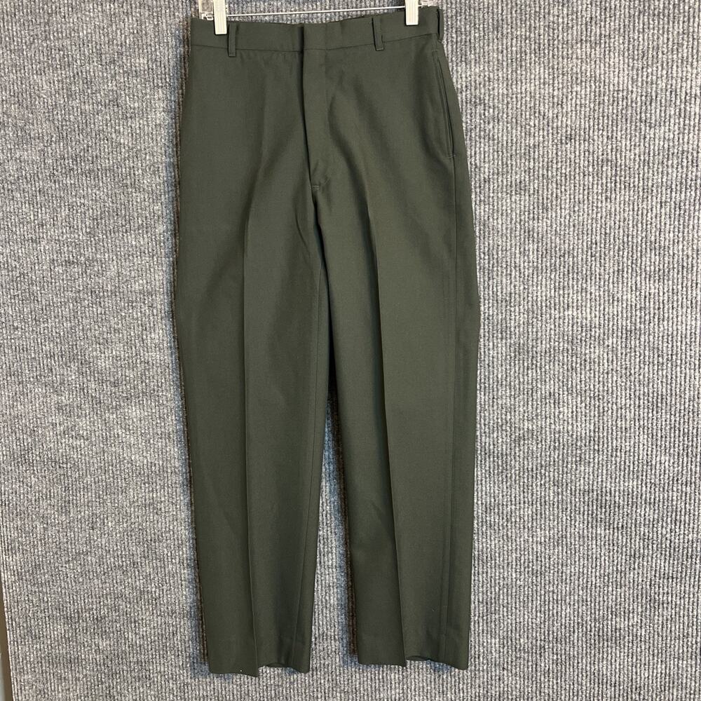 DSCP Mens Poly Wool Trousers Size 30 Serge Army Green AG-489 Military Mid Rise